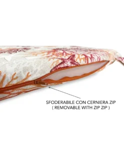 COPRISEDIA morbidone TESSUTO LONETA mare MARINO coralli ROSSO CUSCINO SEDIA