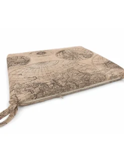 Coprisedia 40x40 Sfoderabile Stampa Mondo Marrone, Cuscino Sedia con Lacci in Loneta Made in Italy
