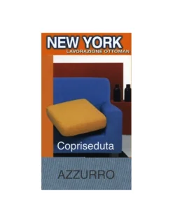 Copriseduta Divano New York Azzurro - Tessuto Elasticizzato a Costine Antipilling - Made in Italy