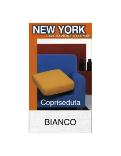 Copriseduta Divano New York Bianco - Tessuto Elasticizzato a Costine Antipilling - Made in Italy