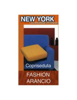 Copriseduta Divano New York Fashion Arancio - Tessuto Elasticizzato a Costine Antipilling - Made in Italy