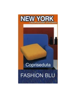 Copriseduta Divano New York Fashion Blu - Tessuto Elasticizzato a Costine Antipilling - Made in Italy