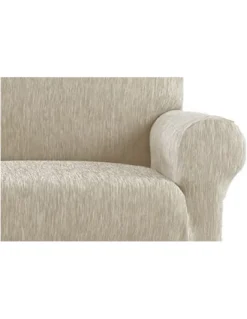 Copriseduta Divano New York Nocciola Melange - Tessuto Elasticizzato a Costine Antipilling - Made in Italy