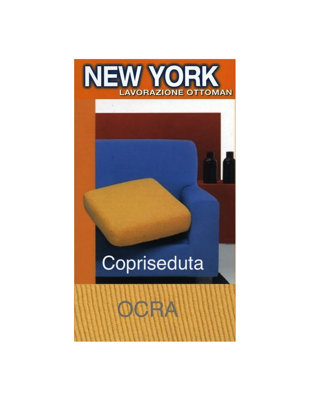 Copriseduta Divano New York Ocra - Tessuto Elasticizzato a Costine Antipilling - Made in Italy