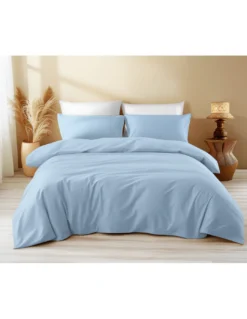 Copritrapunta in Cotone Tinta Unita Azzurro Tempo di Dormire - Morbido, Traspirante, Chiusura Clic-Clac - Made in Italy