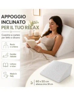 CUSCINO ad angolo TRIANGOLO A CUNEO gambe Gravidanza REFLUSSO GASTRICO per Letto E DIVANO Sostegno LOMBARE SCHIENA