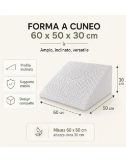 CUSCINO ad angolo TRIANGOLO A CUNEO gambe Gravidanza REFLUSSO GASTRICO per Letto E DIVANO Sostegno LOMBARE SCHIENA