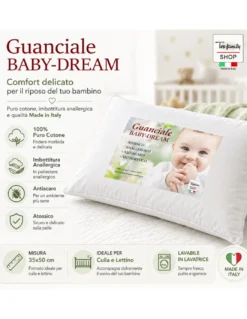 Cuscino Baby Dream Tex family 35x50 cm in Puro Cotone Anallergico Antiacaro