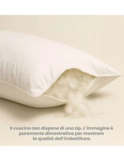 Cuscino in Piuma d'Oca 50x80 Trentino - Guanciale Letto Morbido Cotone Twill Anallergico