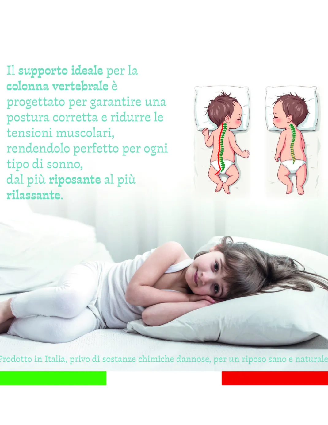 Cuscino Lettino Bambino 40x60 cm, Traspirante, Anallergico, Antiacaro, Cotone 100% Made in Italy, Morbido e Sicuro per Neonati