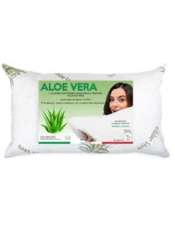 Cuscino Letto Aloe Vera con Federa Anallergica, Antibatterico, Antiacaro, Imbottitura in Fibre e Cotone, 42x72cm, Spessore 20cm