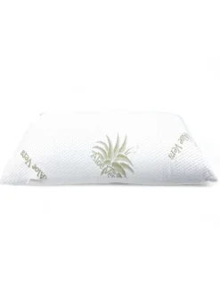 Cuscino Letto Aloe Vera con Federa Anallergica, Antibatterico, Antiacaro, Imbottitura in Fibre e Cotone, 42x72cm, Spessore 20cm