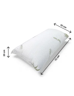 Cuscino Letto Aloe Vera con Federa Anallergica, Antibatterico, Antiacaro, Imbottitura in Fibre e Cotone, 42x72cm, Spessore 20cm