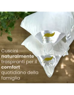Cuscino Letto Matrimoniale in Piuma d’Oca 50x80 cm | Guanciale Ergonomico, Traspirante e Ipoallergenico | Piume d’Autore