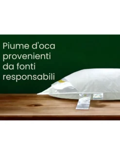 Cuscino Letto Matrimoniale in Piuma d’Oca 50x80 cm | Guanciale Ergonomico, Traspirante e Ipoallergenico | Piume d’Autore