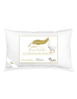 Cuscino Letto Matrimoniale in Piuma d’Oca 50x80 cm | Guanciale Ergonomico, Traspirante e Ipoallergenico | Piume d’Autore