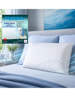 Cuscino Memory Foam FREDDO+ 75×45 cm – Effetto Ice-Touch Rinfrescante – Ergonomico Cervicale – Made in Italy, Sfoderabile