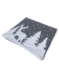 Federa Cuscino Arredo Invernale Cervo e Neve 40x40 cm - Stile Tirolese Grigio Bianco - Made in Italy