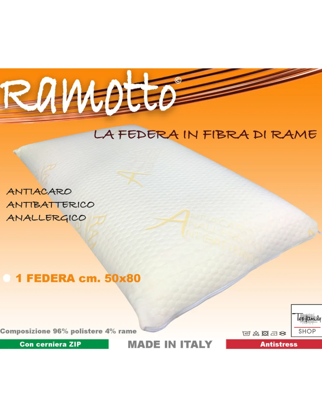 FEDERA RAMOTTO © IN FIBRA DI RAME ANTIACARO ANALLERGICA