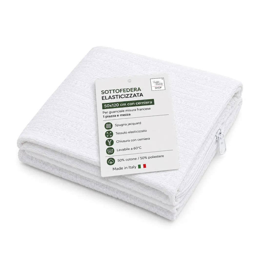 Federa Sottofedera Elasticizzata 50x120 con Cerniera – Misura Francese in Spugna Jacquard Made in Italy