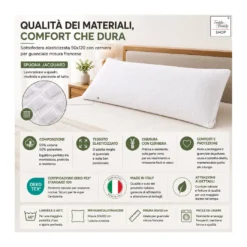 Federa Sottofedera Elasticizzata 50x120 con Cerniera – Misura Francese in Spugna Jacquard Made in Italy