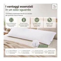 Federa Sottofedera Elasticizzata 50x120 con Cerniera – Misura Francese in Spugna Jacquard Made in Italy