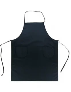 Grembiule da Cucina Nero con Pettorina e 2 Tasche Alfio, Tessuto Drill Cotone-Poliestere, Resistente, Made in Italy
