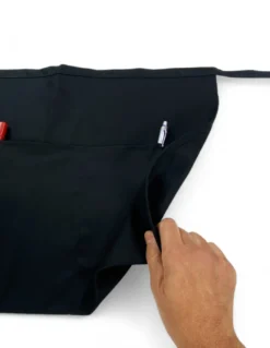 Grembiule Nero a Vita con Tripla Tasca Gaspare, Tessuto Drill Cotone-Poliestere, Resistente, Made in Italy