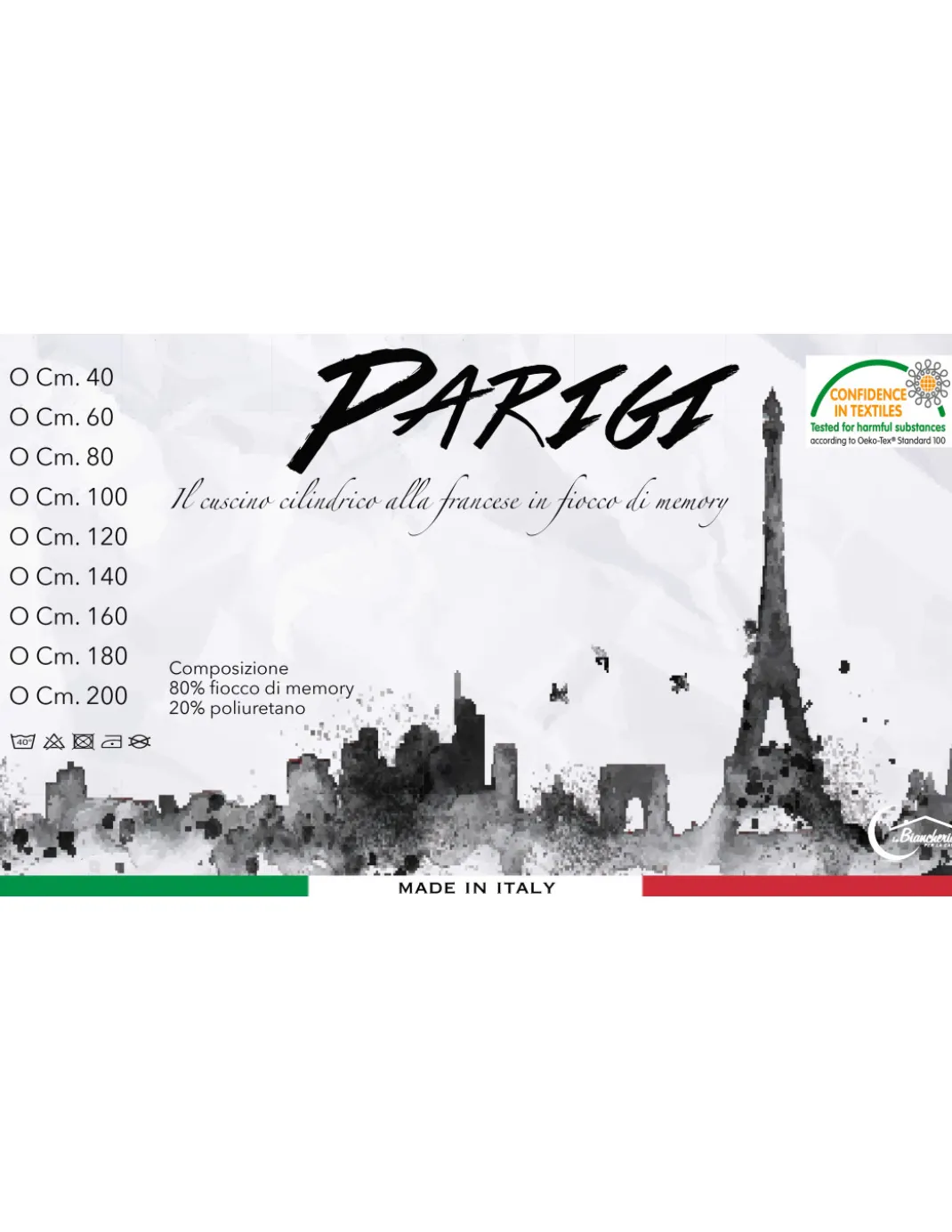 GUANCIALE cuscino PARIGI cilindrico alla FRANCESE traversino TUBOLARE lungo in 4 MISURE