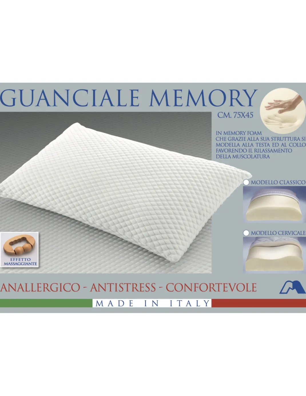 GUANCIALE MEMORY SPHERE ANTIACARO ANALLERGICO MOD. CERVICALE
