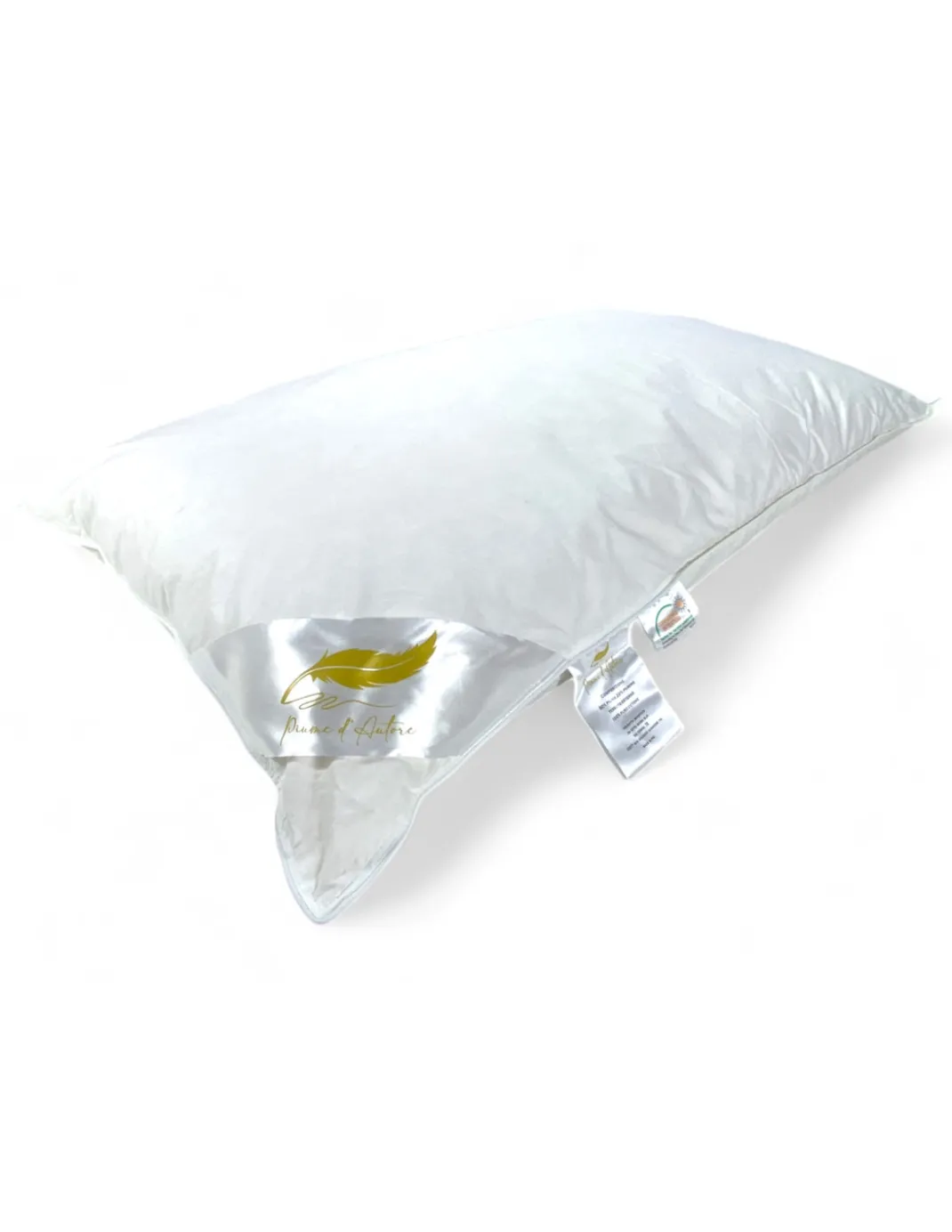 Guanciali Piume d'Autore, Set di 2 Cuscini Letto Matrimoniale Piuma d'Oca 50x80 cm, 1100g, Morbidi, Ipoallergenici e Ergonomici