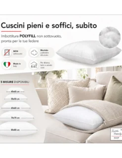 IMBOTTITURA POLYFILL PER CUSCINO INTERNO POLIESTERE TUTTE LE MISURE