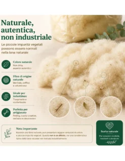 Lana Cardata Naturale per Imbottitura Cuscini, Materassi, Peluche e Artigianato