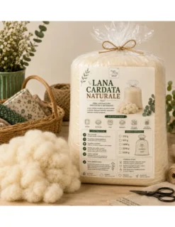 Lana Cardata Naturale per Imbottitura Cuscini, Materassi, Peluche e Artigianato
