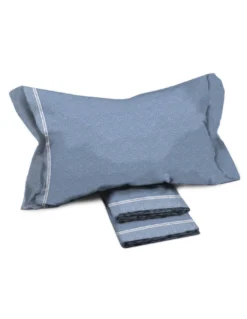 Lenzuola Matrimoniali Cotone Completo MAXI Tex Family - Design Moderno "Time" Colore Azzurro