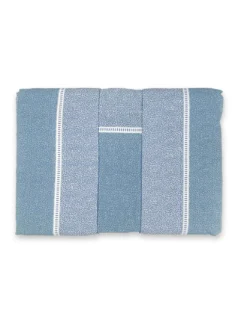 Lenzuola Matrimoniali Cotone Completo MAXI Tex Family - Design Moderno "Time" Colore Azzurro