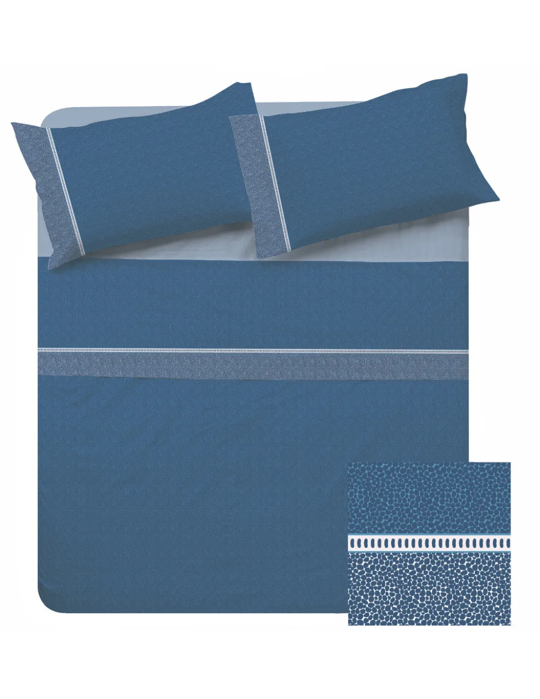 Lenzuola Matrimoniali Cotone Completo MAXI Tex Family - Design Moderno "Time" Colore Petrolio