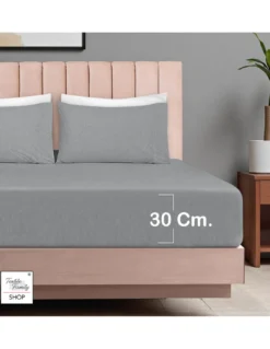 Lenzuola Sotto con Angoli Adapto Jersey Grigio - Cotone Elasticizzato H30cm - Singolo, Piazza e Mezza, Matrimoniale