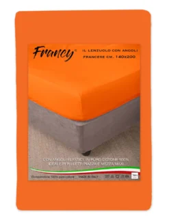 LENZUOLO CON ANGOLI FRANCY ARANCIO FRANCESE 1 PIAZZA E MEZZA GRANDE MAXI
