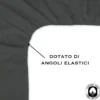 LENZUOLO CON ANGOLI FRANCY GRIGIO SCURO FRANCESE 1 PIAZZA E MEZZA GRANDE MAXI