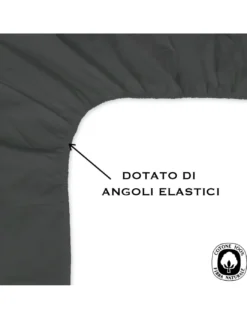 LENZUOLO CON ANGOLI FRANCY GRIGIO SCURO FRANCESE 1 PIAZZA E MEZZA GRANDE MAXI