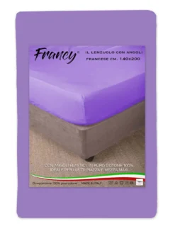 LENZUOLO CON ANGOLI FRANCY LILLA FRANCESE 1 PIAZZA E MEZZA GRANDE MAXI