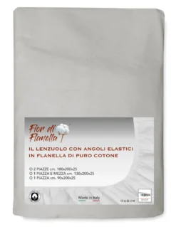 LENZUOLO Con Angoli IN FLANELLA Grigio Fior di Flanella © TUTTE LE MISURE