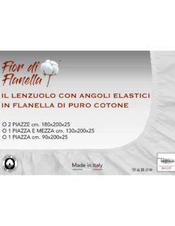 LENZUOLO Con Angoli IN FLANELLA PANNA Fior di Flanella © TUTTE LE MISURE