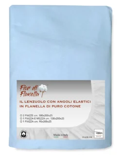 LENZUOLO Con Angoli IN FLANELLA AZZURRO Fior di Flanella © TUTTE LE MISURE