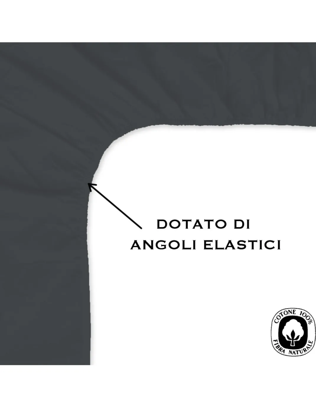 Lenzuolo con Angoli Strong Tinta Unita Grigio Piombo, 100% Cotone, Lavabile, Made in Italy