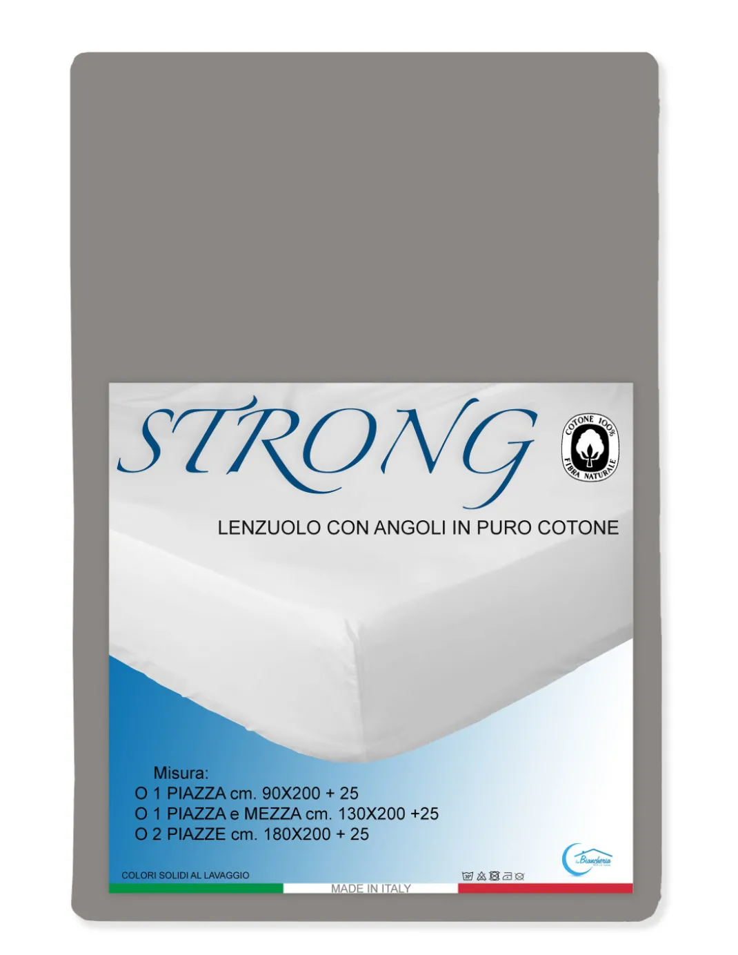 LENZUOLO con ANGOLI STRONG tinta unita TORTORA made in Italy