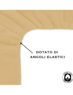 LENZUOLO con ANGOLI STRONG tinta unita OCRA made in Italy