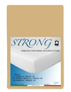 LENZUOLO con ANGOLI STRONG tinta unita OCRA made in Italy