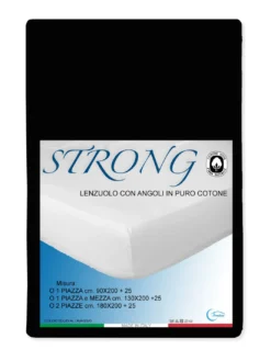 LENZUOLO con ANGOLI STRONG tinta unita NERO made in Italy